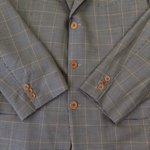 Boyds Trussini Blazer Men 46L Gray Houndstooth Wool 3 Button Italy Vintage - Picture 4 of 12